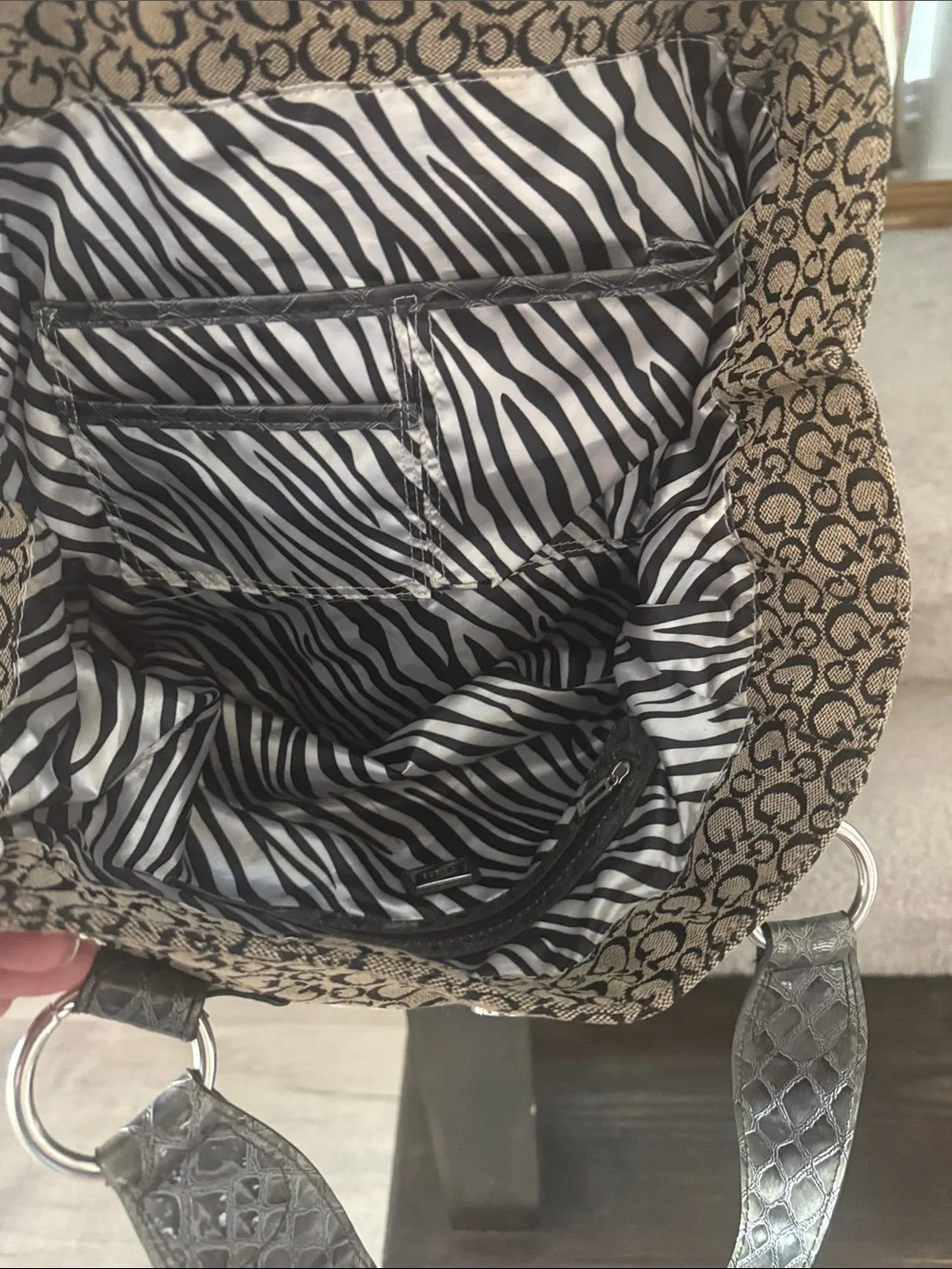 GUESS Brown & Black Signature Messenger Bag